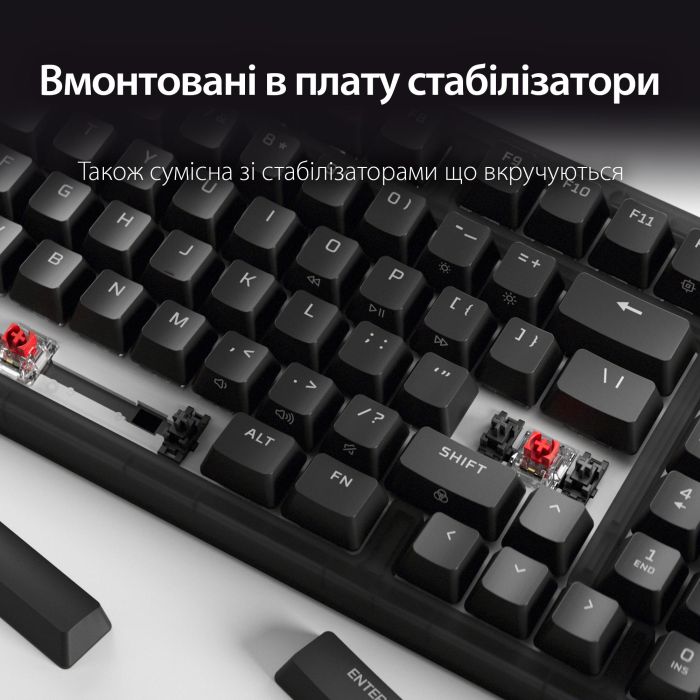 Клавіатура механічна HyperX Alloy Origins 2 1800 103key, Red, USB-A, Hot-Swap, EN/UA, RGB, чорний