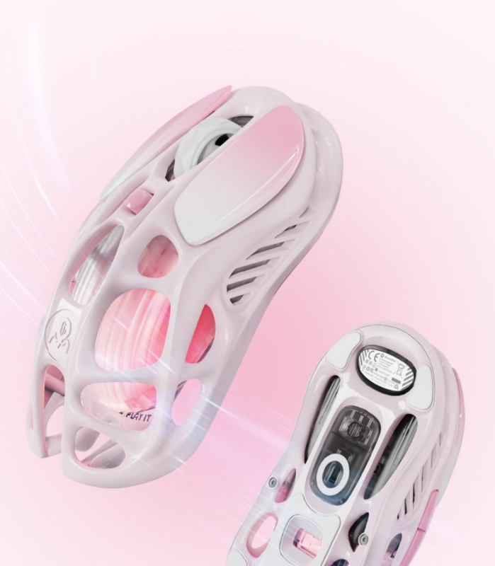 Мышь GravaStar Mercury M1 Pro, magnesium alloy body, BT/WL/USB-A, RGB, Sakura Pink