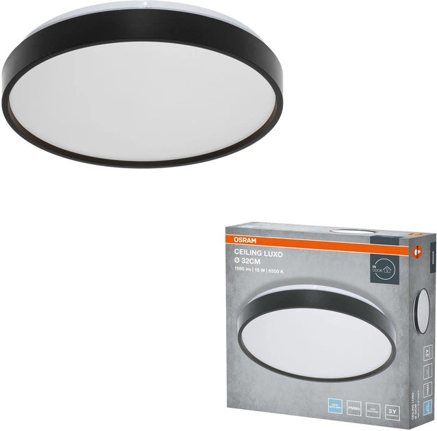 Светильник НСП OSRAM CEILING LUXO 18 Вт, 6500 К, чёрный