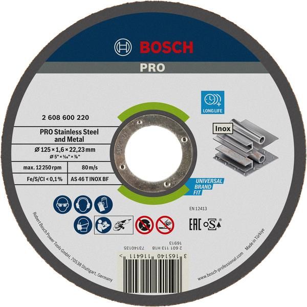 Диск відрізний Bosch Professional из нержавеющей стали и металла 125х1,6х22,23мм