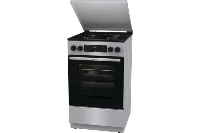 Плита Gorenje комби, 62л, 50x60см, метал. кришка, дисплей, эмалированные реш, титан