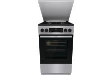 Плита Gorenje комбінована, 62л, 50x60см, метал. кришка, дисплей, емальовані реш, титан