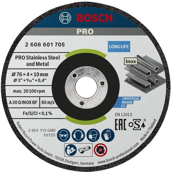 Диск шлифовальный Bosch Professional из нержавеющей стали и металла 76x4x10мм 2шт