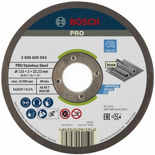 Диск съемный Bosch Professional Нержавеющая сталь 115x2x22.23мм