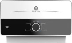 Водонагреватель электрический Ariston AURES M 7 EU проточный, 5 л/мин, 7 кВт, гор-ный монтаж, мех. упр., A, бело-черный