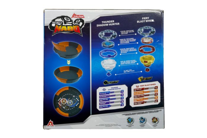Игровой набор Infinity Nado VII Power Battle Set Громовой Охотник Теней и Огненное Колесо Взрыва (Thunder Shadow Hunter vs Fiery Blast Wheel)