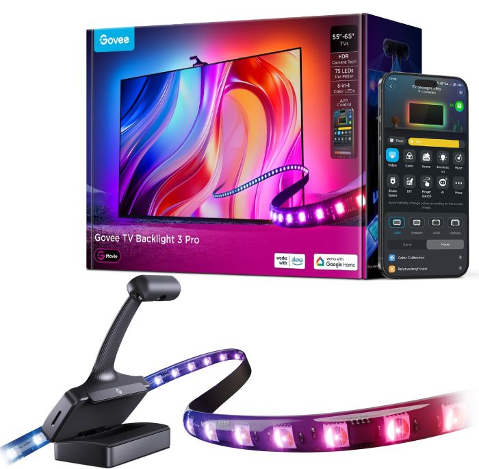 Набор адаптивной подсведки Govee R2A80 Three-camera TV Backlight 55-65', RGBIC, WI-FI/Bluetooth, черный