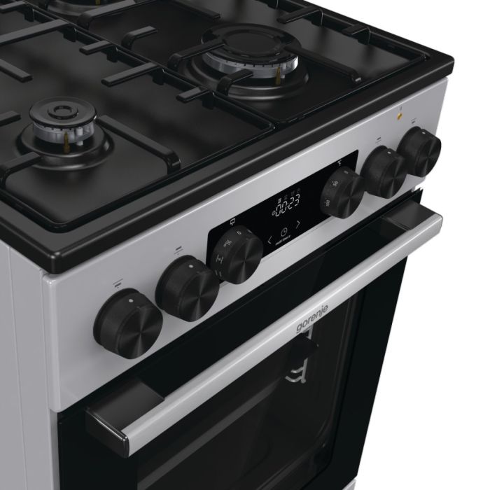 Плита Gorenje комби, 70л, 50x60см, метал. кришка, дисплей, IconLed, эмалированные реш, титан