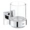 Стакан скляний Grohe QuickFix Start Cube з тримачем, хром