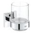 Стакан стеклянный Grohe QuickFix Start Cube с держателем, хром