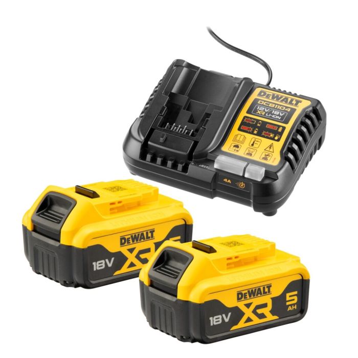 Набор аккумулятора и зарядного устройства DeWalt 12В/18В 4А, 18В акб 2х5А·час DCB184