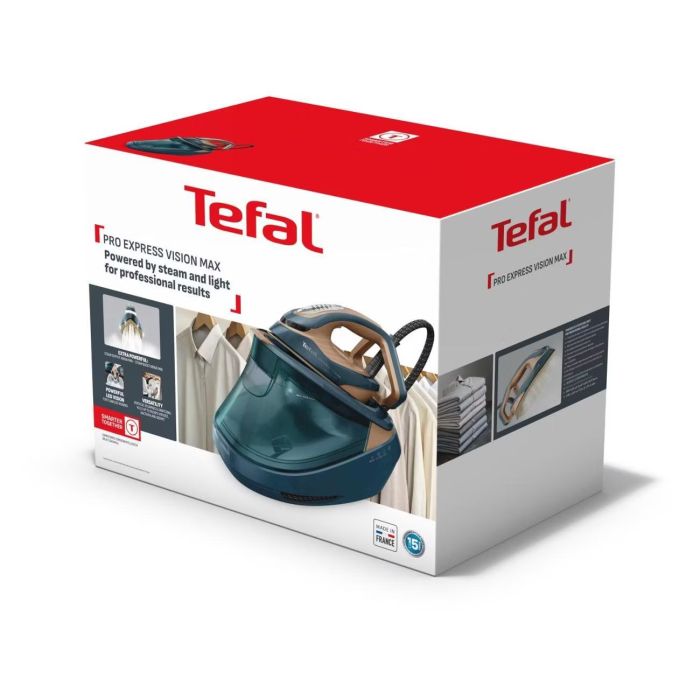 Утюг-парогенератор Tefal Express Vision Max, 3000Вт, 1800мл, паровой удар -850гр, постоянный пар - 215гр, керам. подошва, сине-золотой