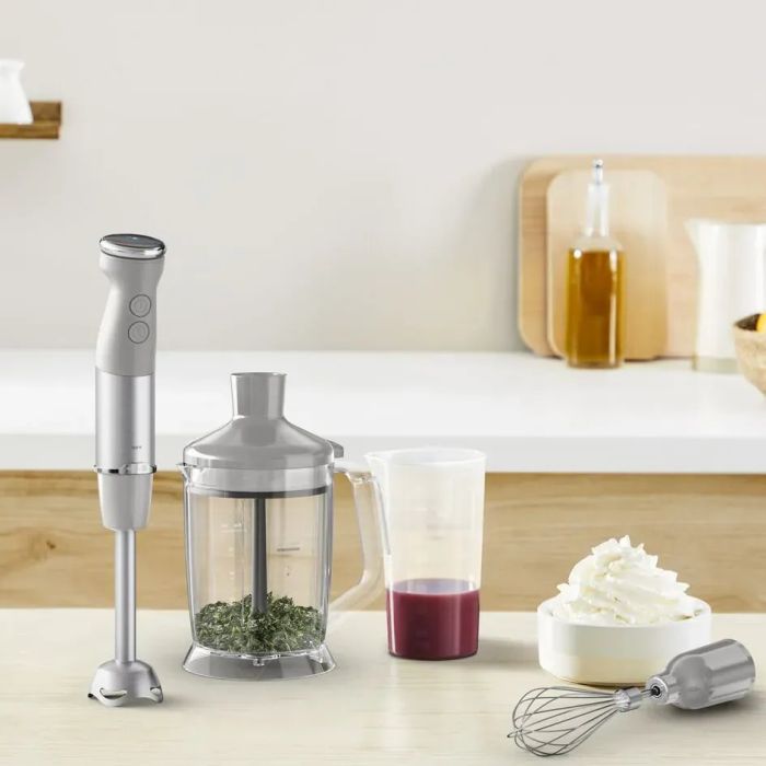 Блендер Tefal погружной Quickchef+ 1000Вт, 3в1, чаша-800мл, чопер-1000мл, турборежим, серебристо-серый