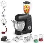 Кухонна машина Tefal Bake Partner + 1100Вт, чаша-метал, корпус-пластик, насадок-9, чорний