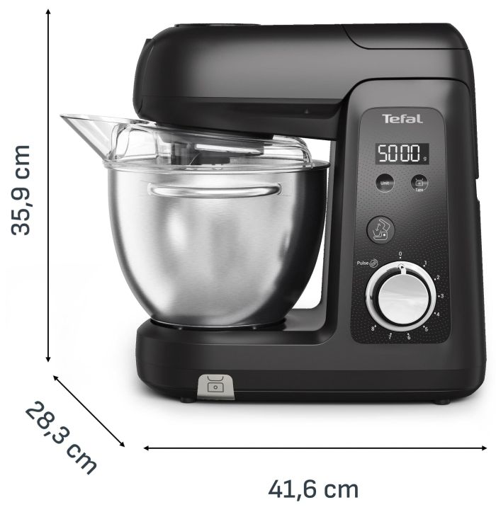 Кухонная машина Tefal Bake Partner + 1100Вт, чаша-металл, корпус-пластик, насадок-9, черный