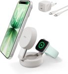 Зарядний пристрій бездротовий Belkin UltraCharge Pro 2в1 Convertible Magnetic Charging Dock 25Вт, Sand