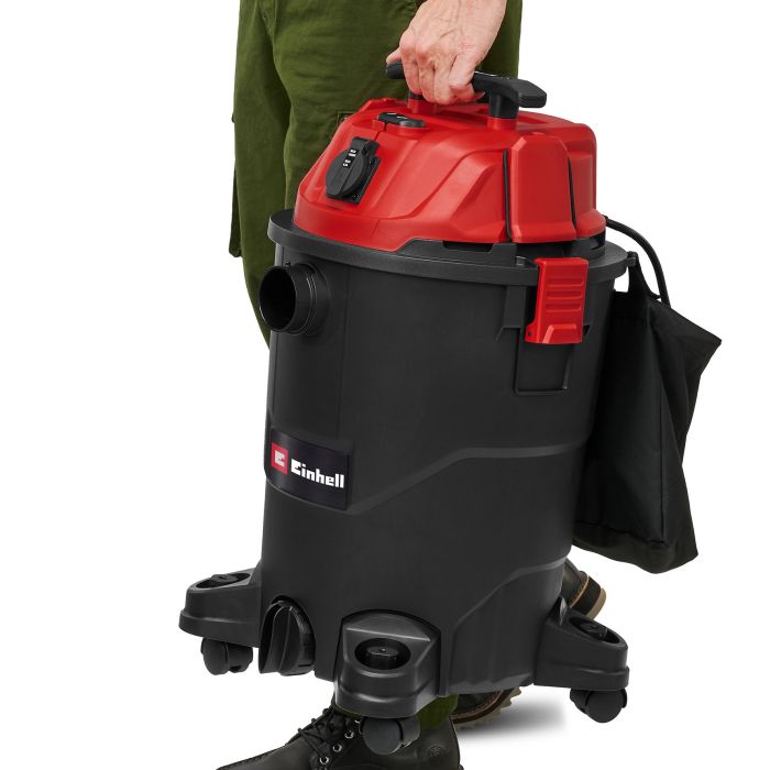Пилосос професійний Einhell TC-VC 3055 A 850Вт 190мБа контейнер 30л розетка 220В/2000Вт вологе/сухе прибирання 4.95кг