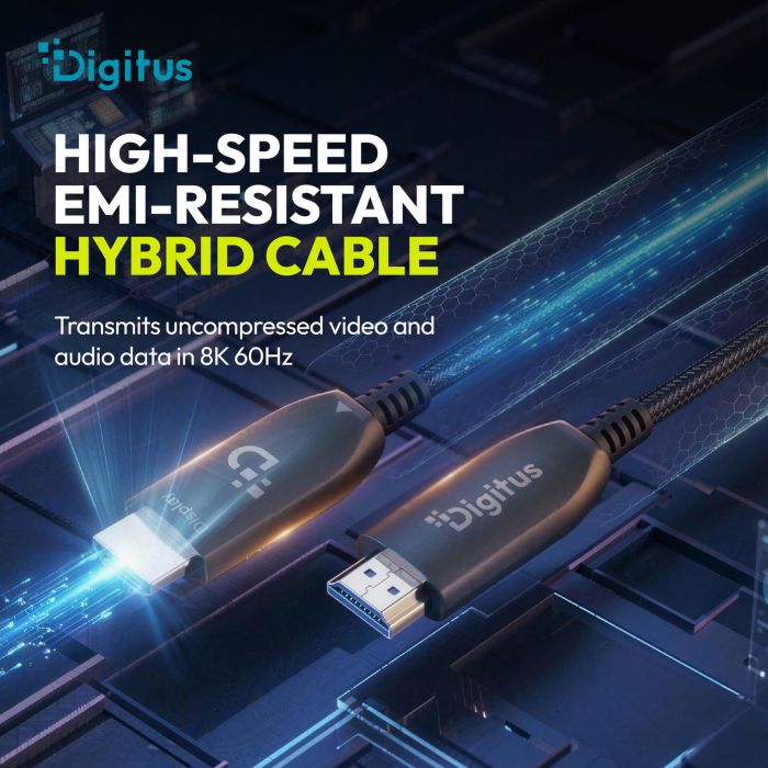 Кабель DIGITUS HDMI UHD 8K, AOC hybrid-fiber, type A M/M, 40м, черный