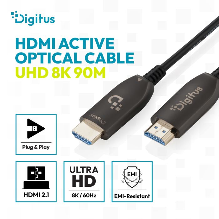 Кабель DIGITUS HDMI UHD 8K, AOC hybrid-fiber, type A M/M, 40м, черный
