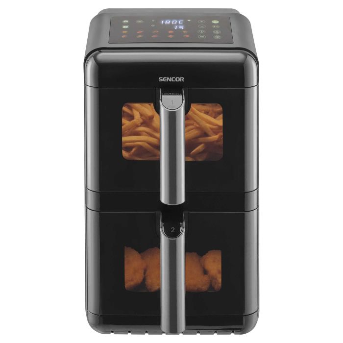 Мультипіч Sencor Dual Vita Fryer, 3000Вт, чаша-5.8+5.8л, сенсорне керув., 2 чаши, з віконцем, гриль, пластик, чорний