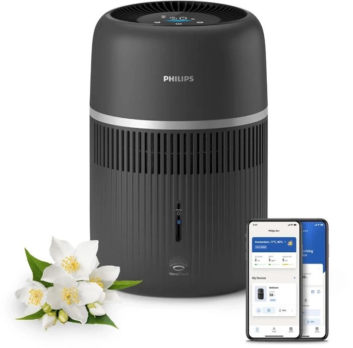 Увлажнитель воздуха Philips традиционное упр-ниеп Series 4000, 44м2, 4,5л, 300мл/ч, сенсорне, режим сна, ночник, чёрный