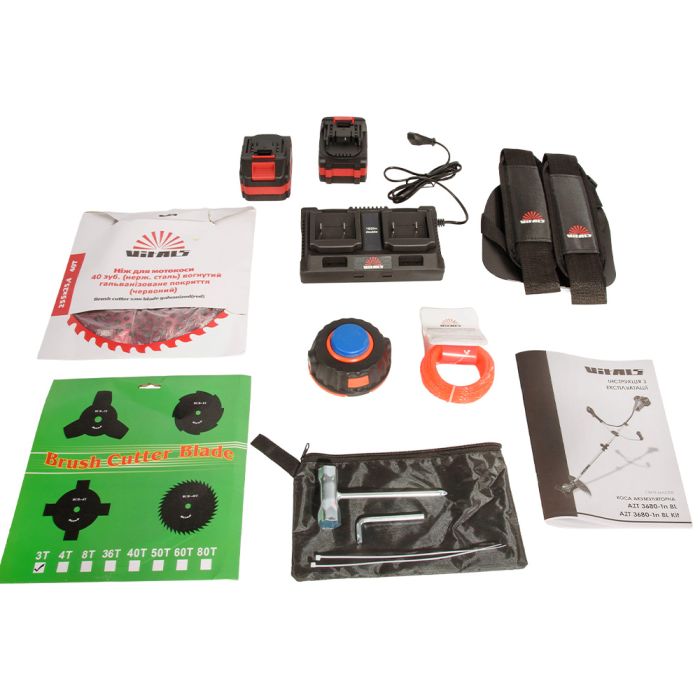 Триммер садовый аккумуляторный Vitals Master AZT 3680-1n BL Kit 36В 800Вт 25.5см нож/леска 36см 1х4А·час 4.5кг