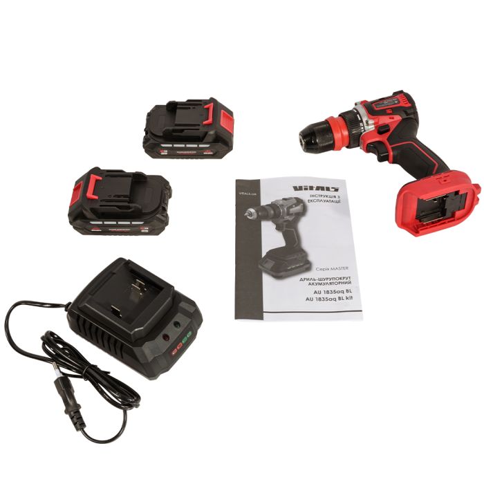Шурупокрут-дриль акумуляторний Vitals Master AU 1835aq BL Kit 18В акб 2х2А·год 35Нм 500·1500об/хв кейс  1.43кг