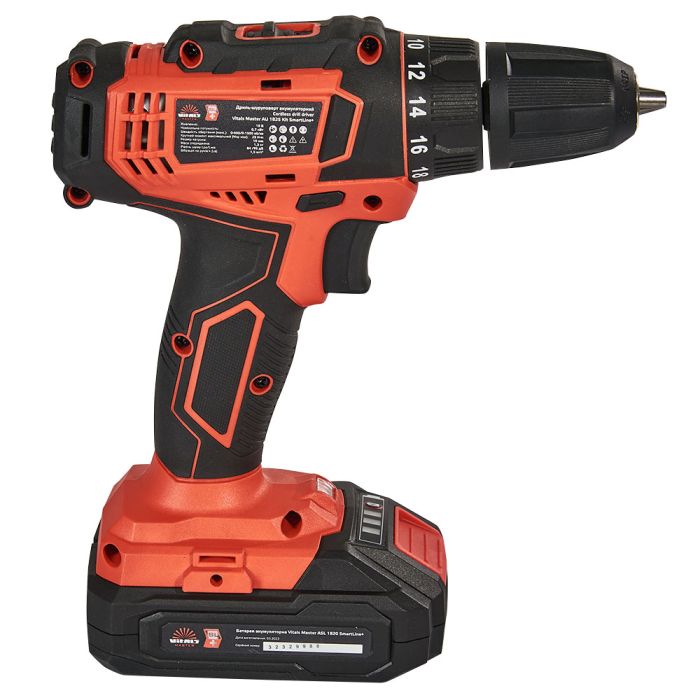 Шурупокрут-дриль акумуляторний Vitals Master AU 1825 Kit SmartLine+ 18В 1х2А·год 25Нм 400·1500об/хв кейс 1.2кг