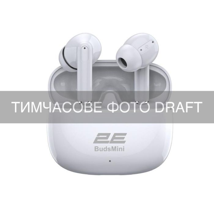 Навушники TWS 2E BudsMini, BT 6.0, IPX4, SBC, Touch control, Mic, білий