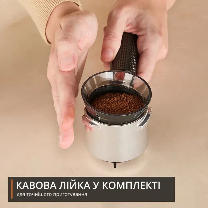 Кофеварка Krups рожковая Virtuoso+ Tamping System 1л, молотый, 15 бар, черный