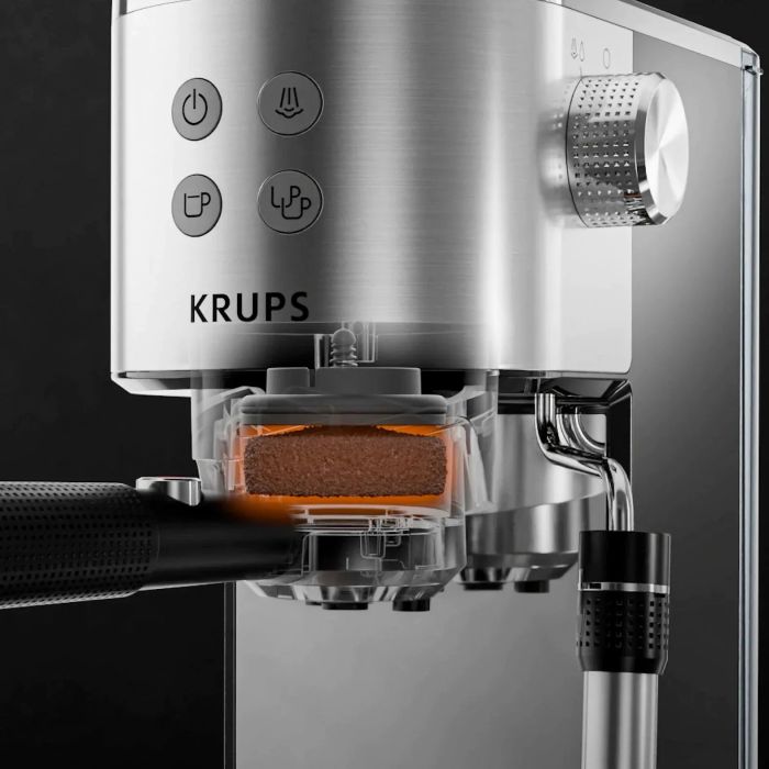Кофеварка Krups рожковая Virtuoso+ Tamping System 1л, молотый, 15 бар, черный