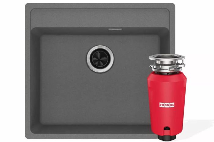 Комплект - мойка MRG 610-52 TL, фрагранит, серый камень, 114.0668.868 и измельчитель пищевых отходов SLIM 50, 134.0715.098, вкл. Сифон