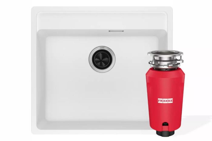 Комплект - мойка MRG 610-52 TL, фрагранит, белый, 114.0668.820 и измельчитель пищевых отходов SLIM 50, 134.0715.098, вкл. Сифон