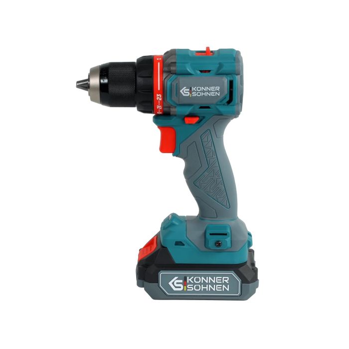 Шурупокрут-дриль ударний акумуляторний Konner&Sohnen KS ID20V-60 KIT 74 PLUS 20В 2х2А·год 60Нм 0-450·0-1900об/хв LED-світло ЗП набір свердл і біт 74шт кейс 5.3кг
