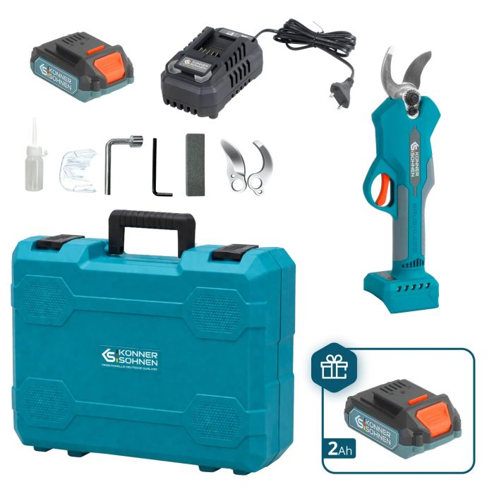 Секатор аккумуляторный Konner&Sohnen KS CPS20V-32 Case PLUS 20В акб 2х2А·час d 15-32мм ЗП кейс 0.89кг