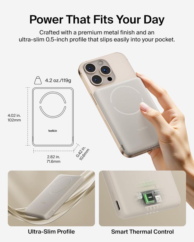 Портативное зарядное устройство Power Bank Belkin 5000мАч, Slim Magnetic Wireless