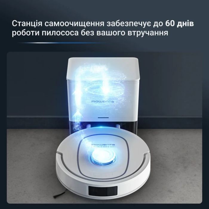 Робот-пылесос Rowenta моющий X-Plorer Serie 380+, 80000ПаВт, h=9.5см, влажная уборка, мешок-0.28л, конт пыль -0.22л, автон. раб. до 120мин, белый