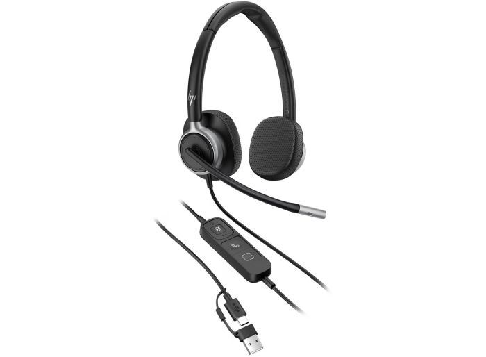 Гарнітура комп'ютерна стерео On-ear HP Poly Mission 625, USB-A, USB-C, 2 x Uni-mic, AI noise reduction, Teams, Zoom, Google Meet, чорний