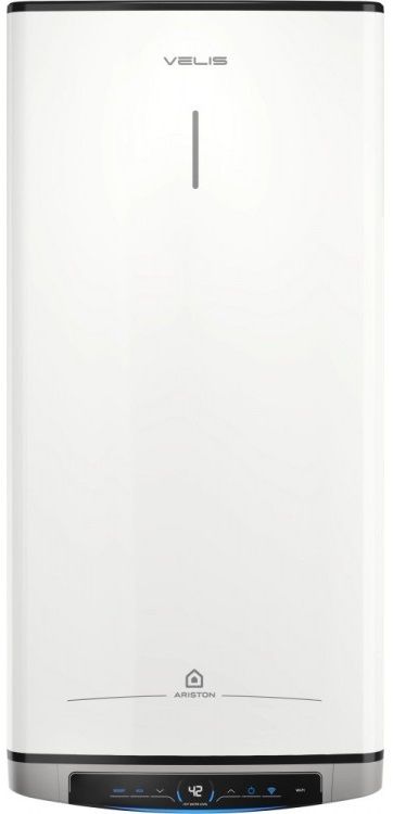 Водонагреватель электрический Ariston VELIS DYNE WIFI 80 EU плоский, слим, 80л, 2*1,5 кВт, эмал-ный нагр.эл., ун. монтаж, эл. упр-ние, B, Италия, белый