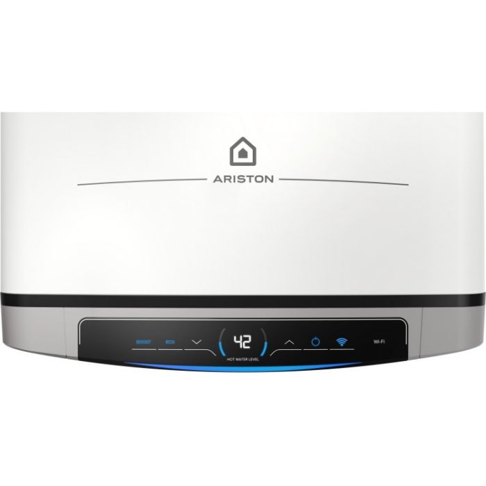 Водонагрівач електричний Ariston VELIS DUNE WIFI 50 EU плаский, слім, 50л, 2*1,5 кВт, емал. нагр. ел, ун. монтаж, ел. кер-ня, B, Італія, білий