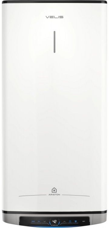 Водонагрівач електричний Ariston VELIS DUNE WIFI 50 EU плаский, слім, 50л, 2*1,5 кВт, емал. нагр. ел, ун. монтаж, ел. кер-ня, B, Італія, білий
