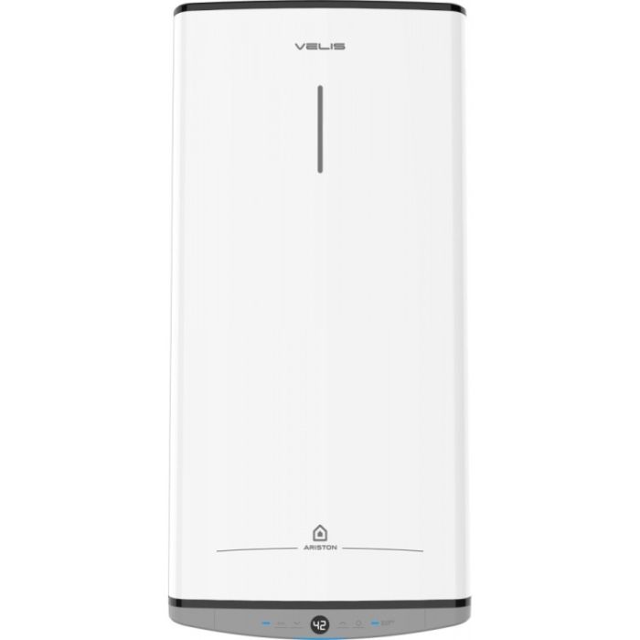 Водонагрівач електричний Ariston VELIS DUNE 100 EU плаский, слім, 100л, 2*1,5 кВт, емал. нагр. ел, ун. монтаж, ел. кер-ня, B, Італія, білий