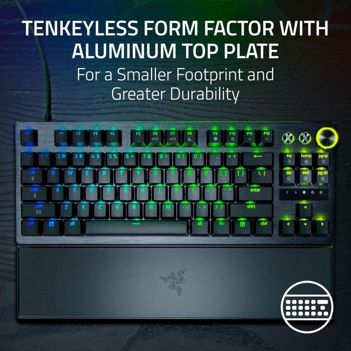 Клавиатура механическая Razer Huntsman V3 Pro TKL 8KHz, 84key, Analog Optical Switch Gen-2, USB-A, EN, RGB, чёрный