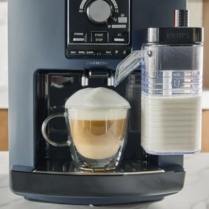 Кавомашина Krups Harmony Milk 1.7л, зерно, автомат.капучинатор, авторецептів - 5, синій