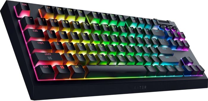 Клавиатура механическая Razer BlackWidow V4 TKL HyperSpeed, 87key, Orange Switch Gen-3, USB-A/WL/BT, EN, RGB, чёрный