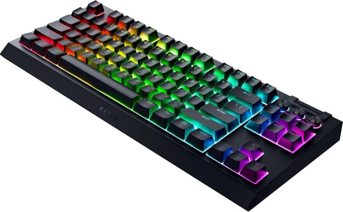 Клавиатура механическая Razer BlackWidow V4 TKL HyperSpeed, 87key, Orange Switch Gen-3, USB-A/WL/BT, EN, RGB, чёрный