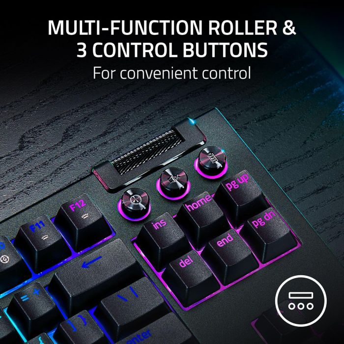 Клавиатура механическая Razer BlackWidow V4 TKL HyperSpeed, 87key, Orange Switch Gen-3, USB-A/WL/BT, EN, RGB, чёрный