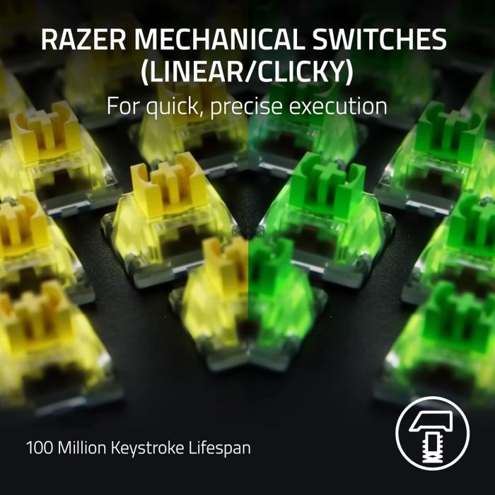 Клавиатура механическая Razer BlackWidow V4 Pro 104key, Yellow Switch, USB-A, EN, RGB, чёрный