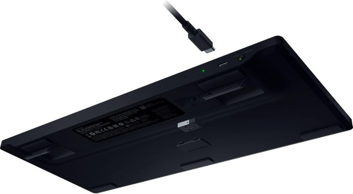 Клавиатура механическая Razer BlackWidow V4 Low-profile TKL HyperSpeed, 87key, Yellow Switch, USB-A/WL/BT, EN, RGB, чёрный