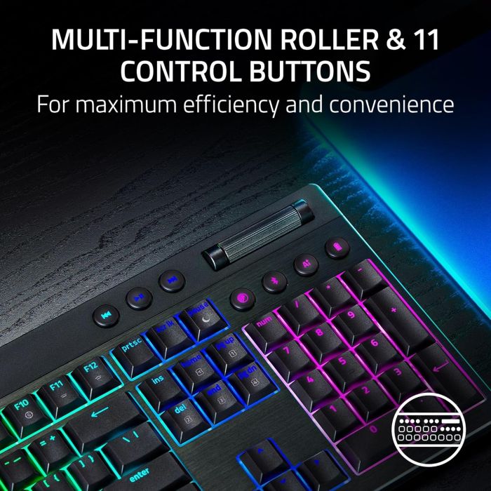 Клавиатура механическая Razer BlackWidow V4 Low-profile HyperSpeed, 104key, Orange Switch, USB-A/WL/BT, EN, RGB, чёрный